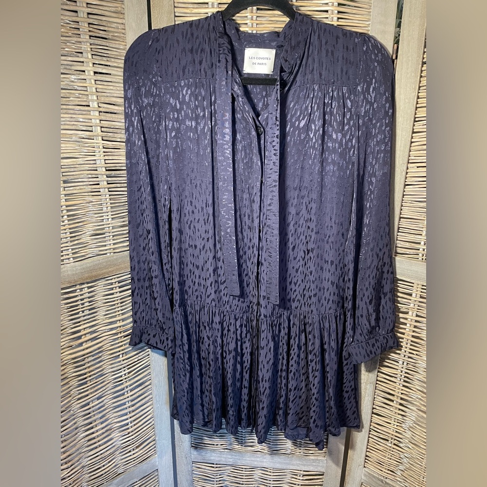 Satin Ruffle Mini Button Down Dress - size Small